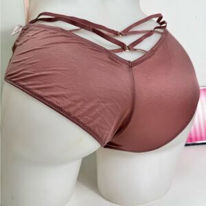 Victoria's Secret Strappy Satin Panties - Mauve Sz Large NWT